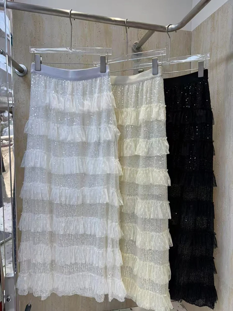 KUSAHIKI Sparkling Lace Ruffled Cake Half Skirts Palace Style Layered Lace Patchwork A-line Long Skirt
KUSAHIKI Sparkling Lace Ruffled Cake Half Skirts Palace Style Layered Lace Patchwork A-line Long Skirt