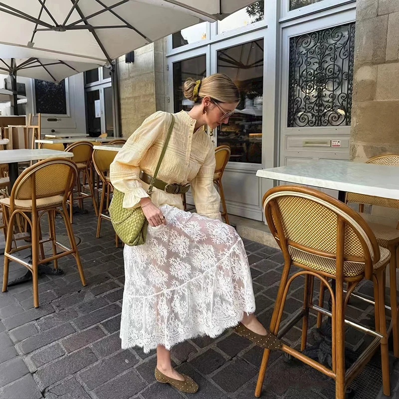 Retro Elegant Heavy Embellished Pleated Lightweight Faux Earlet Bubble Sleeve Blouse Lace Net Half Skirt Long Dress
Retro Elegant Heavy Embellished Pleated Lightweight Faux Earlet Bubble Sleeve Blouse Lace Net Half Skirt Long Dress