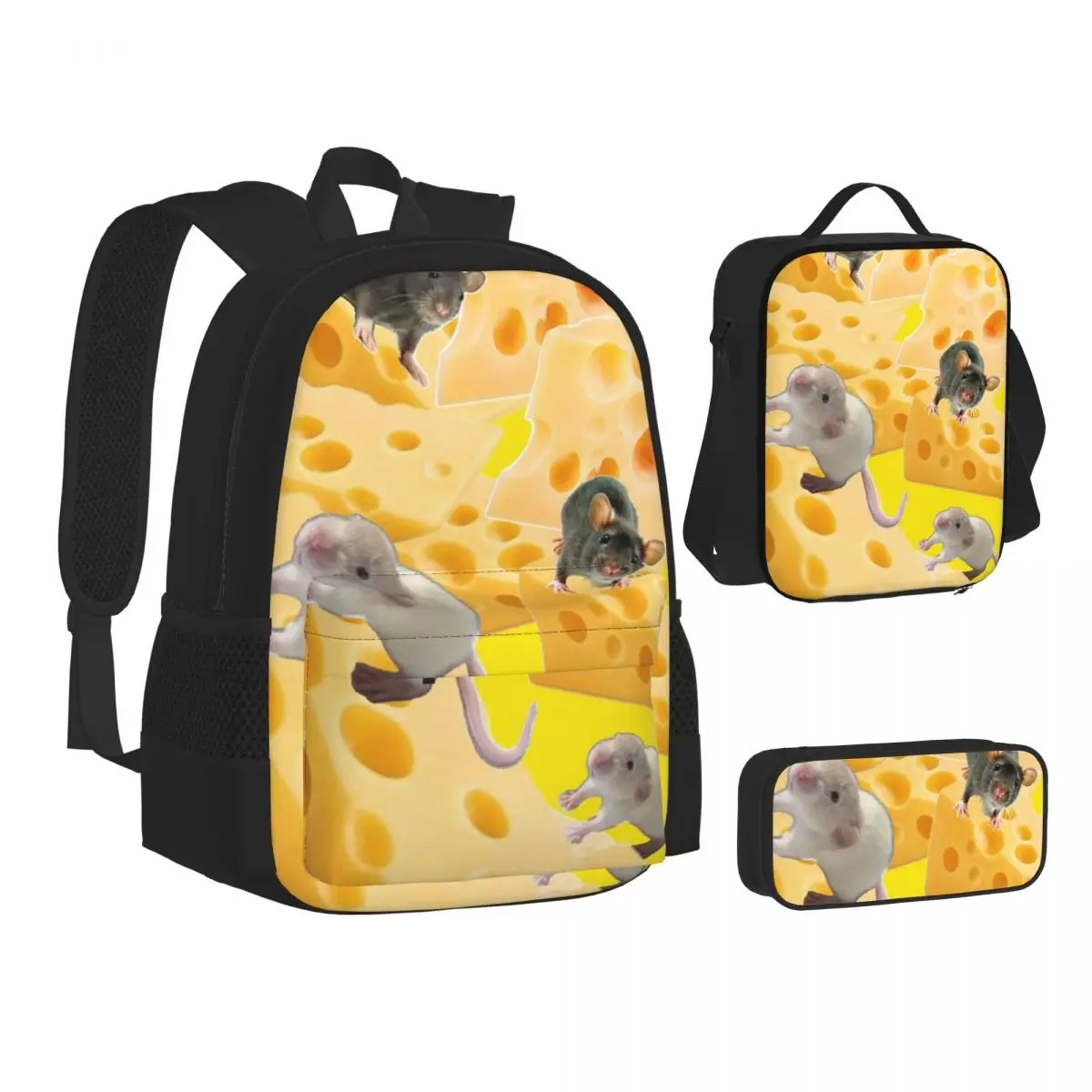 Rats Mouse Animal Cheese Backpacks Boys Girls Bookbag Children School Bags Kids Rucksack Lunch Bag Pen Bag Three-Piece Set
Rats Mouse Animal Cheese Backpacks Boys Girls Bookbag Children School Bags Kids Rucksack Lunch Bag Pen Bag Three-Piece Set