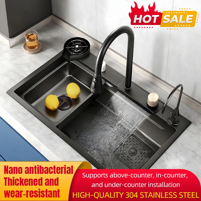 Thickened 304 Stainless Steel Large Single Slot Nano Handcrafted High-end Sink Three-mode pull-out tap Water purifier faucet
Thickened 304 Stainless Steel Large Single Slot Nano Handcrafted High-end Sink Three-mode pull-out tap Water purifier faucet