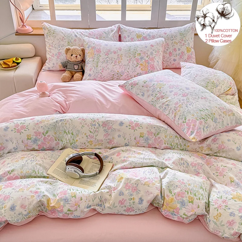 100% Cotton Printed Duvet Cover Set with Pillowcases - Floral Style Bedding Set, Breathable & Hypoallergenic, Machine Washable
100% Cotton Printed Duvet Cover Set with Pillowcases - Floral Style Bedding Set, Breathable & Hypoallergenic, Machine Washable