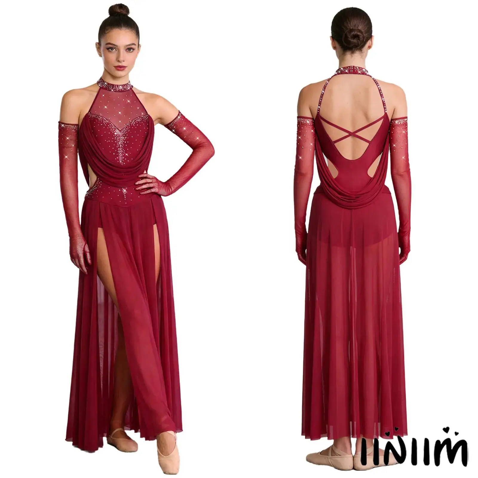 Women Elegant Stage Ballroom Jazz Latin Dance Competition Costume Female Modern Contemporary Dance Dress with Full-finger Gloves
Women Elegant Stage Ballroom Jazz Latin Dance Competition Costume Female Modern Contemporary Dance Dress with Full-finger Gloves