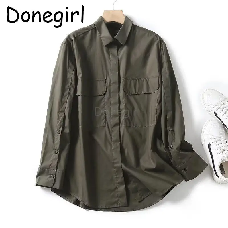 Donegirl 2023 Autumn New Women Long Sleeve Lapel Pockets Loose Shirt Simple Casual Versatile Commute Blouses Female Tops Chic
Donegirl 2023 Autumn New Women Long Sleeve Lapel Pockets Loose Shirt Simple Casual Versatile Commute Blouses Female Tops Chic