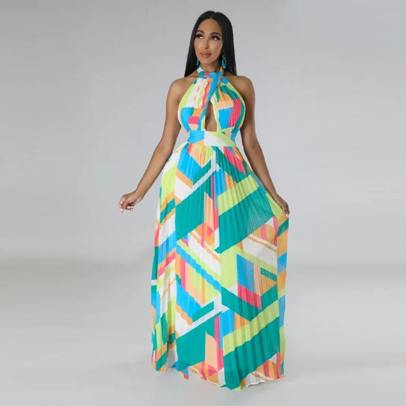 GUWU Geometrical Striped Halter Neck Backless Pleated Big Swing Maxi Long Dress Women Beach Holidaye Party Dresses
GUWU Geometrical Striped Halter Neck Backless Pleated Big Swing Maxi Long Dress Women Beach Holidaye Party Dresses