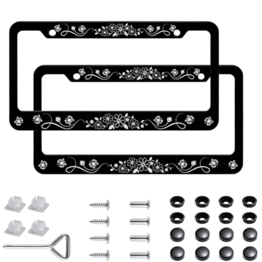 2 Pack Black White Daisy Butterfly Cute Aluminum Alloy License Plate Frames, Universal Car Plate Holder Covers for Men Women Au
2 Pack Black White Daisy Butterfly Cute Aluminum Alloy License Plate Frames, Universal Car Plate Holder Covers for Men Women Au
