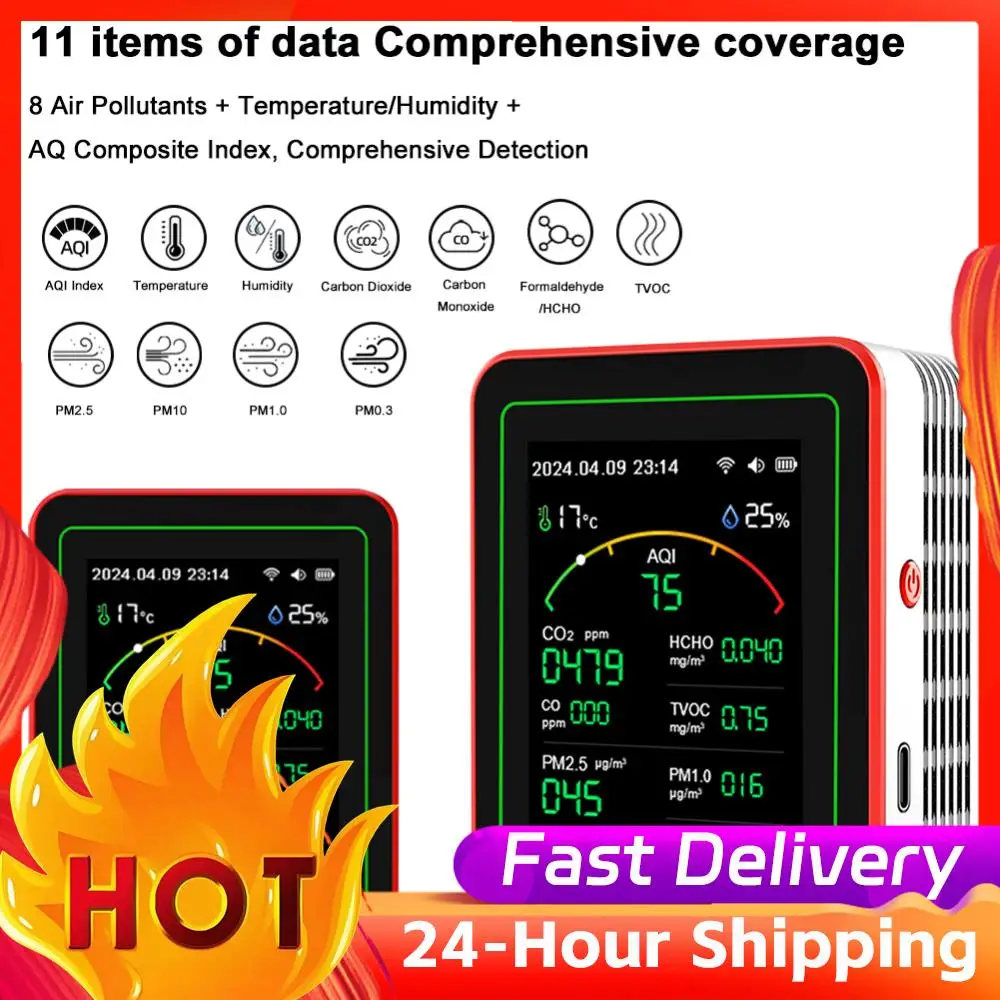 Air Quality Detector Carbon Dioxide Detector Greenhouse Gas Monitor Air Quality Tester CO2 Meter Temperature Humidity Monitor
Air Quality Detector Carbon Dioxide Detector Greenhouse Gas Monitor Air Quality Tester CO2 Meter Temperature Humidity Monitor