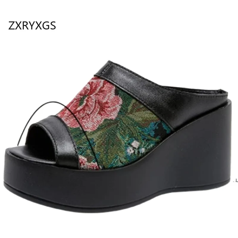 ZXRYXGS Top Cowhide Printed Flower Women Modem Slippers 2026 New Summer Fish Mouth Slippers Platform Increase Wedges Slippers
ZXRYXGS Top Cowhide Printed Flower Women Modem Slippers 2026 New Summer Fish Mouth Slippers Platform Increase Wedges Slippers