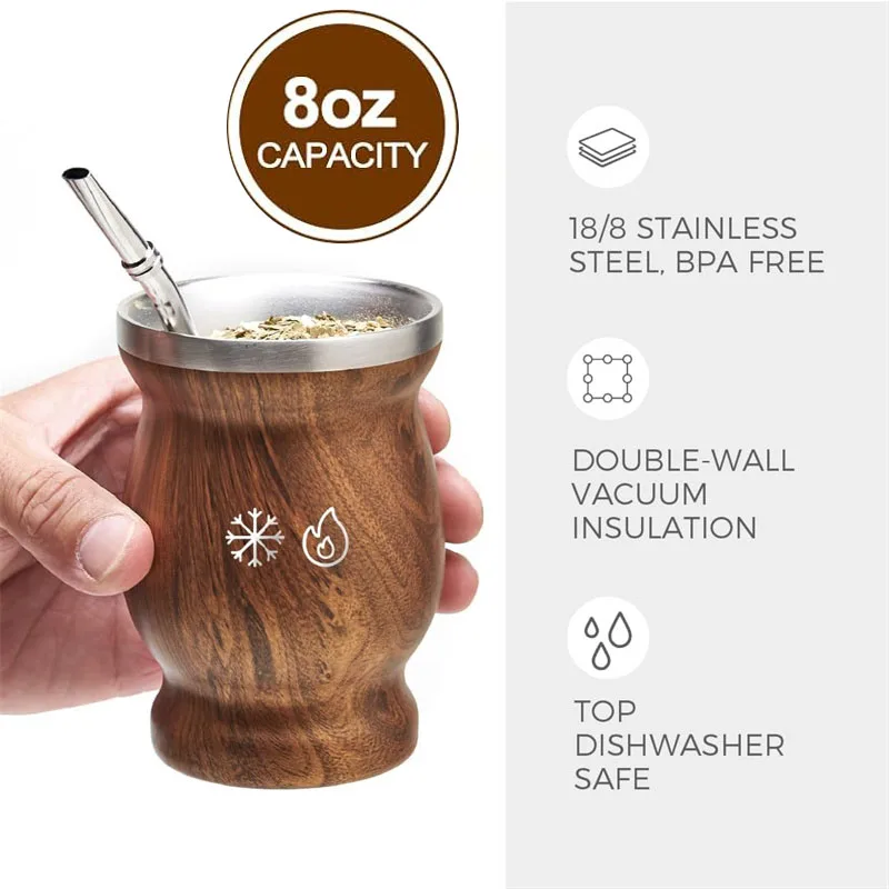 Yerba Mate Gourd Cup 304 Stainless Steel 8oz Mate Cup Double Wall 8oz Argentine Yerba Mate Gourd Cups for Hot and Cold Drinks
Yerba Mate Gourd Cup 304 Stainless Steel 8oz Mate Cup Double Wall 8oz Argentine Yerba Mate Gourd Cups for Hot and Cold Drinks