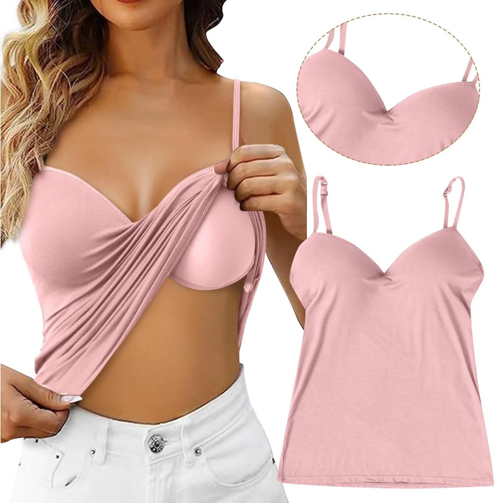 Shelf Bra Camisoles Adjustable Spaghetti Strap Tank Tops Basic Layer Silk Top Women Sequin Top for Women
Shelf Bra Camisoles Adjustable Spaghetti Strap Tank Tops Basic Layer Silk Top Women Sequin Top for Women