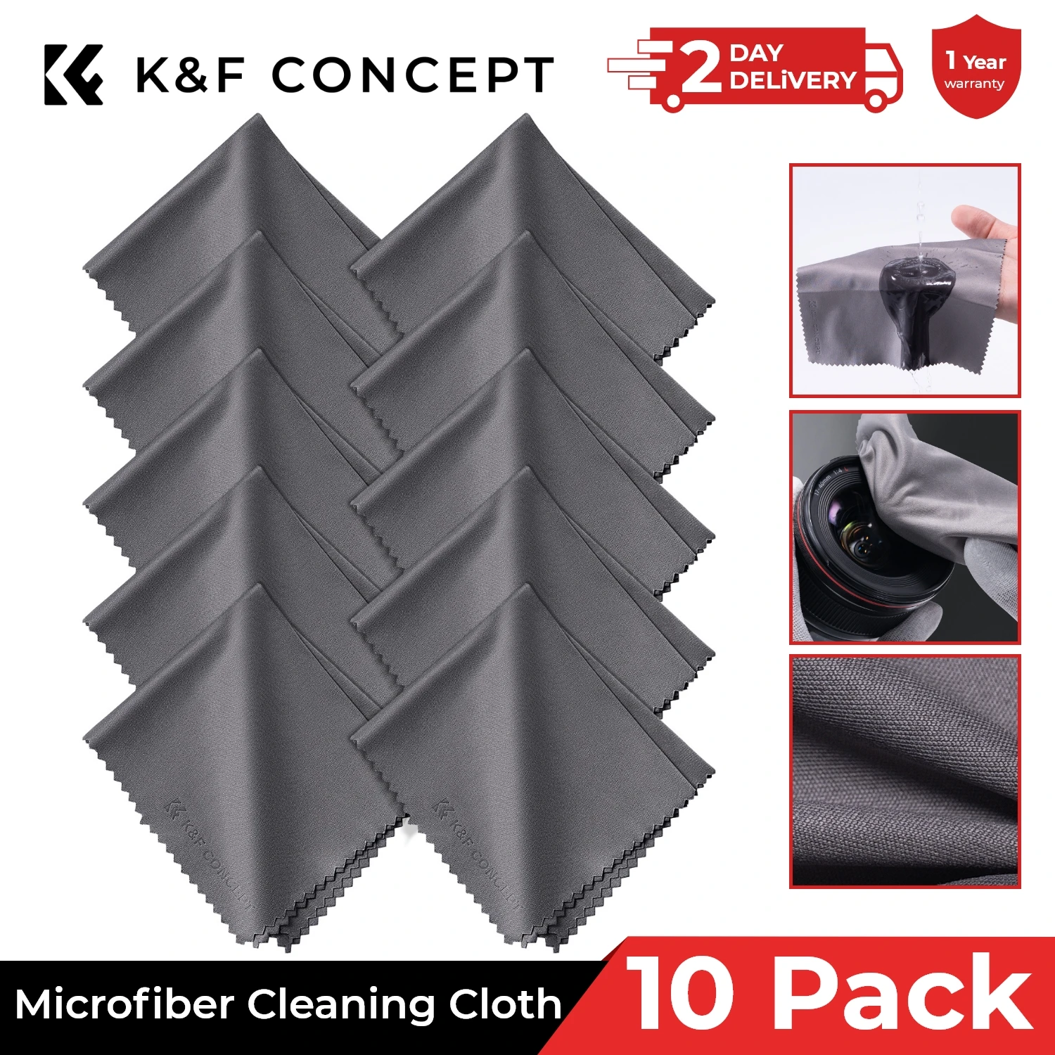 K&F Concept 10 Packs Of Needle One Gray Cleaning Cloth 150*180mm Efficient Decontamination No Water Marks Microfiber Material
K&F Concept 10 Packs Of Needle One Gray Cleaning Cloth 150*180mm Efficient Decontamination No Water Marks Microfiber Material
