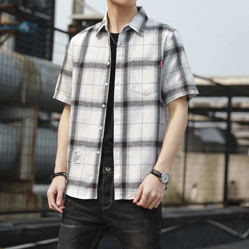 Loose Plaid ort Sve irt Teenager Youth Summer Cotton Plain Collar Zipper Closure Stand Fit irt Casual Wear
Loose Plaid ort Sve irt Teenager Youth Summer Cotton Plain Collar Zipper Closure Stand Fit irt Casual Wear