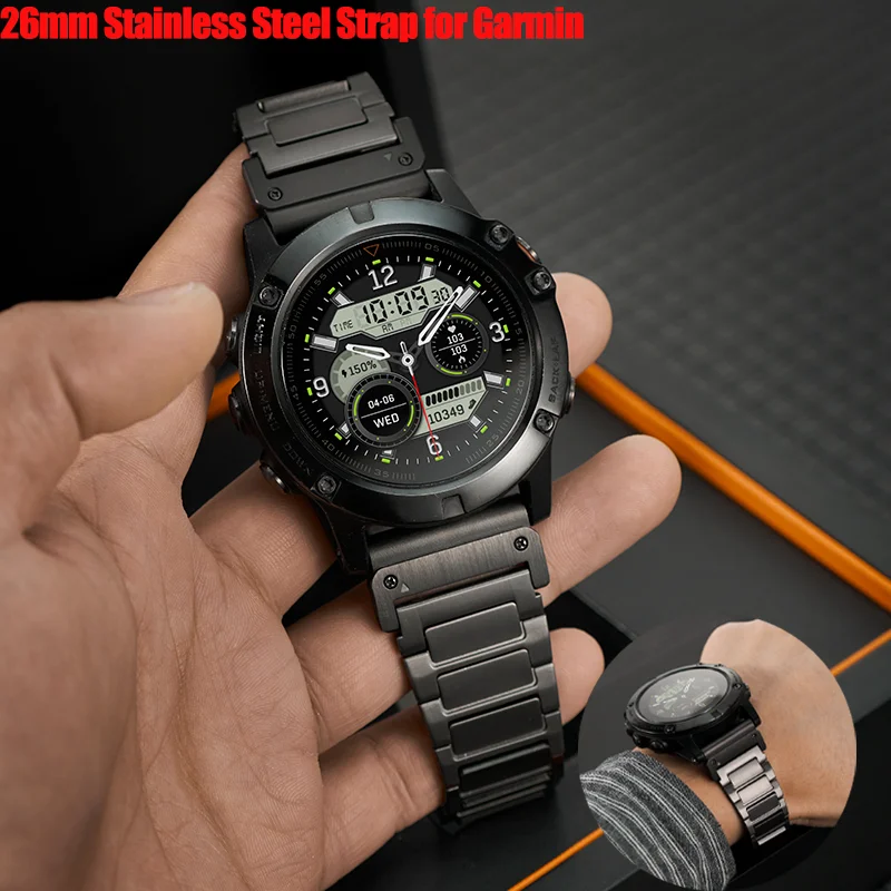 26mm Stainless Steel Strap for Garmin Fenix 8 51mm 7 Pro 7X 6X 5X Pro Quick Fit Metal Band for Garmin Tactix Epix Pro Watchband
26mm Stainless Steel Strap for Garmin Fenix 8 51mm 7 Pro 7X 6X 5X Pro Quick Fit Metal Band for Garmin Tactix Epix Pro Watchband