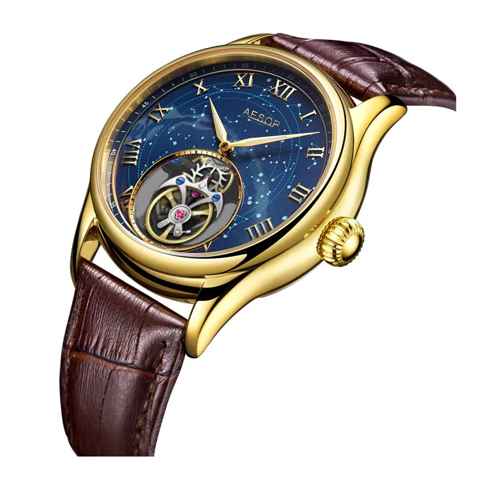 AESOP Original Tourbillon Watch for Men Mechanical Skeleton Tourbillon Movement Mens Watches Sapphire Mirror Wristwatch New 7045
AESOP Original Tourbillon Watch for Men Mechanical Skeleton Tourbillon Movement Mens Watches Sapphire Mirror Wristwatch New 7045