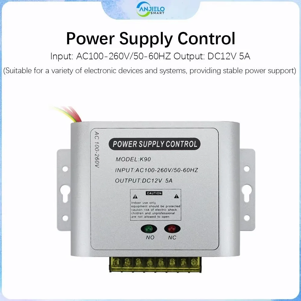 ANJIELO SMART Power Supply Control, AC100-260V Input, DC12V 5A Output, Metal Case, for Access Control & Doorbell System
ANJIELO SMART Power Supply Control, AC100-260V Input, DC12V 5A Output, Metal Case, for Access Control & Doorbell System