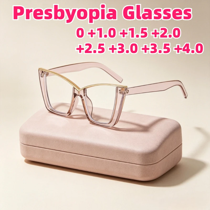 Cat Eye Presbyopia Glasses for Women Fashion Frame with Gold Trim Anti Blue Light Reading Glasses Diopters 0 To +4.0
Cat Eye Presbyopia Glasses for Women Fashion Frame with Gold Trim Anti Blue Light Reading Glasses Diopters 0 To +4.0