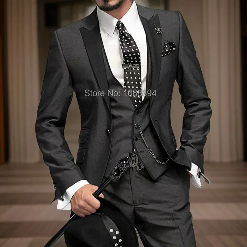 Peak Lapel Suits For Men Wedding Party Slim Fit Groom Wear Tuxedos (Jacket + Pants + Vest) Best Man New Fashion Design
Peak Lapel Suits For Men Wedding Party Slim Fit Groom Wear Tuxedos (Jacket + Pants + Vest) Best Man New Fashion Design