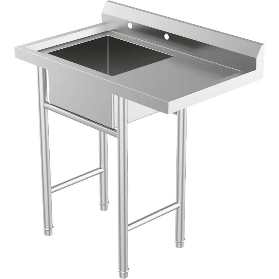 Commercial Single Bowl Kitchen Sink with Workbench in 304 Stainless Steel Free Standing Utility Sink Ideal for Kitchen Laundry
Commercial Single Bowl Kitchen Sink with Workbench in 304 Stainless Steel Free Standing Utility Sink Ideal for Kitchen Laundry