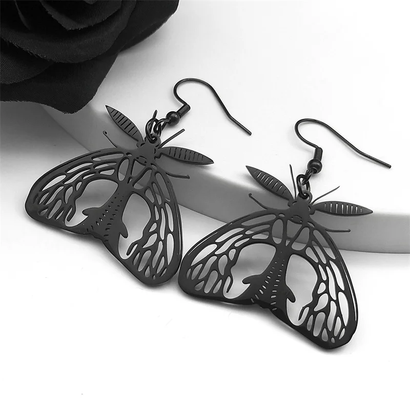 Punk Witchcraft Moth Hoop Earrings For Women Stainless Steel Black Vintage Big Animal Dangle Earring Amulet Jewelry Hip Hop Gift
Punk Witchcraft Moth Hoop Earrings For Women Stainless Steel Black Vintage Big Animal Dangle Earring Amulet Jewelry Hip Hop Gift
