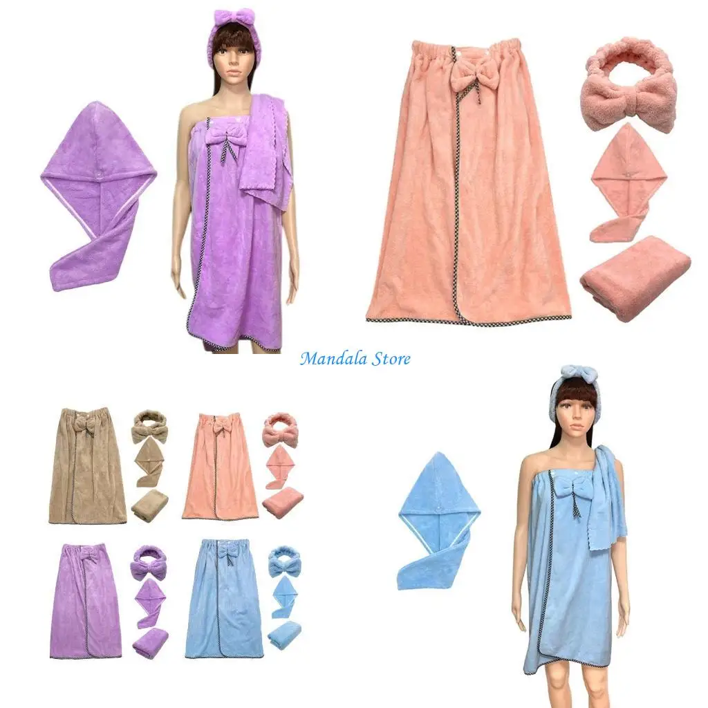 U2JC 4Pcs/Set Women Wearable Bath Wrap with Towel Headband Hair Dry Cap Sweet Bow Microfiber Coral Bathrobe Blanket for
U2JC 4Pcs/Set Women Wearable Bath Wrap with Towel Headband Hair Dry Cap Sweet Bow Microfiber Coral Bathrobe Blanket for