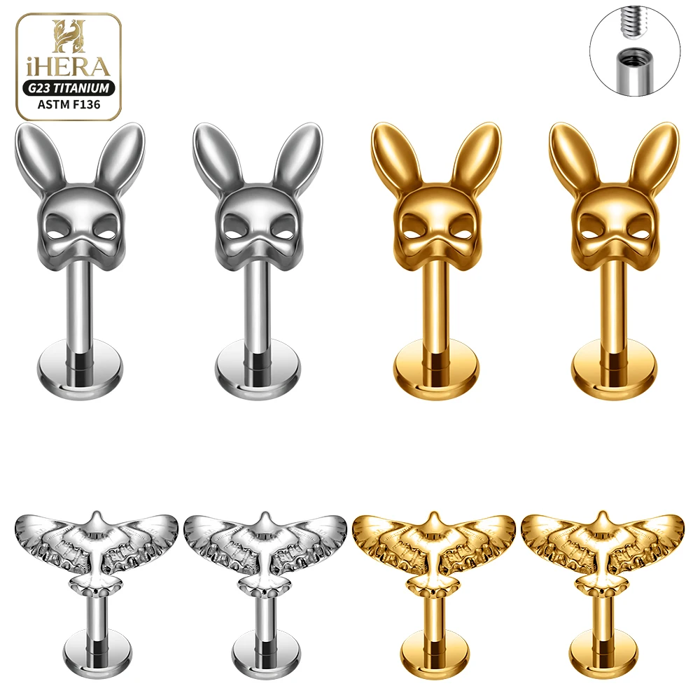 G23 Titanium Luxury Rabbit Mask Shape Flat Back Ear Piercing Wholesale 16G Labrets Lot Lip Studs Conch Piercing Helix Earring
G23 Titanium Luxury Rabbit Mask Shape Flat Back Ear Piercing Wholesale 16G Labrets Lot Lip Studs Conch Piercing Helix Earring