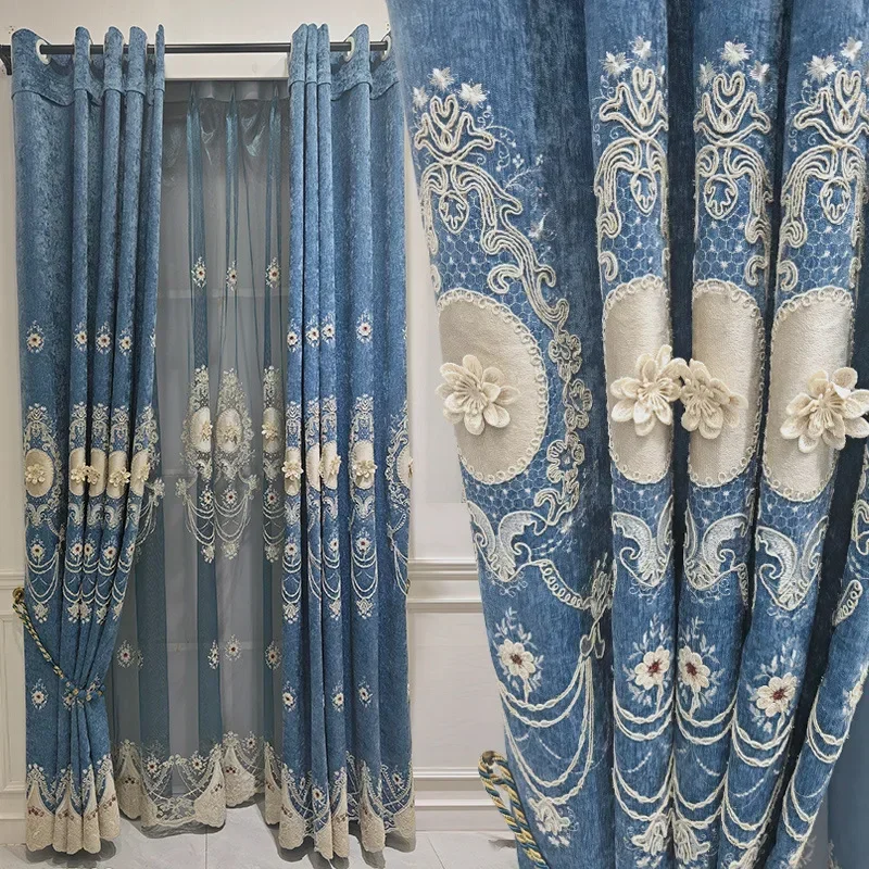 European Luxury Chenille Fabric Embossed Embroidered Blackout Curtains for Living Room and Bedroom Floor-to-ceiling Curtain
European Luxury Chenille Fabric Embossed Embroidered Blackout Curtains for Living Room and Bedroom Floor-to-ceiling Curtain