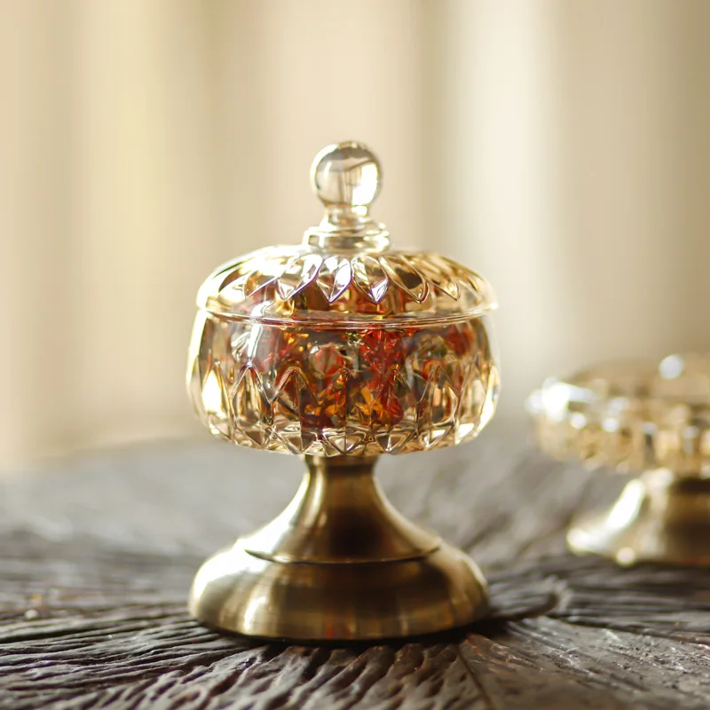 Vintage Glass Candy Jar, Living Room End Table Storage Jars with Lid, Household Desktop Multifunction Decoration, Non-Slip Botto
Vintage Glass Candy Jar, Living Room End Table Storage Jars with Lid, Household Desktop Multifunction Decoration, Non-Slip Botto