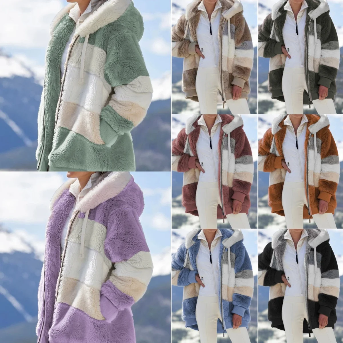 2024 Winter Fashion Women's Coats Hooded Zipper Ladies Clothes Spliced Thick Cashmere Women Jacket Stitching Plaid Ladies Coats
2024 Winter Fashion Women's Coats Hooded Zipper Ladies Clothes Spliced Thick Cashmere Women Jacket Stitching Plaid Ladies Coats