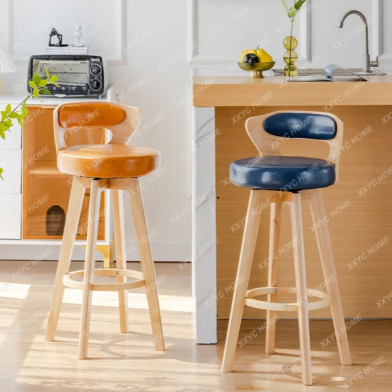 European Solid Wood Bar Chairs Retro Kitchen Furniture Creative Rotating Back High Bar Chair Luxury Home Cafe Front Desk stool
European Solid Wood Bar Chairs Retro Kitchen Furniture Creative Rotating Back High Bar Chair Luxury Home Cafe Front Desk stool