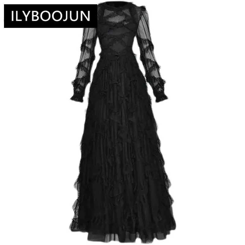 ILYBOOJUN Fashion Designer Long Mesh Dress Women's Long sleeve Cascading Ruffle Sexy Elegant Club Party Maxi Dress
ILYBOOJUN Fashion Designer Long Mesh Dress Women's Long sleeve Cascading Ruffle Sexy Elegant Club Party Maxi Dress