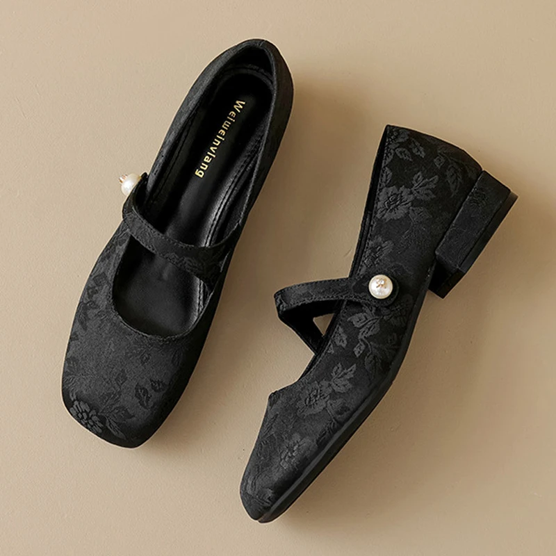 Women Shoes Square Toe Pump Silk Print Chunky Heel Shoes Shallow Slip on Sandals Luxury Slides Oversize Mary Janes Black Apricot
Women Shoes Square Toe Pump Silk Print Chunky Heel Shoes Shallow Slip on Sandals Luxury Slides Oversize Mary Janes Black Apricot