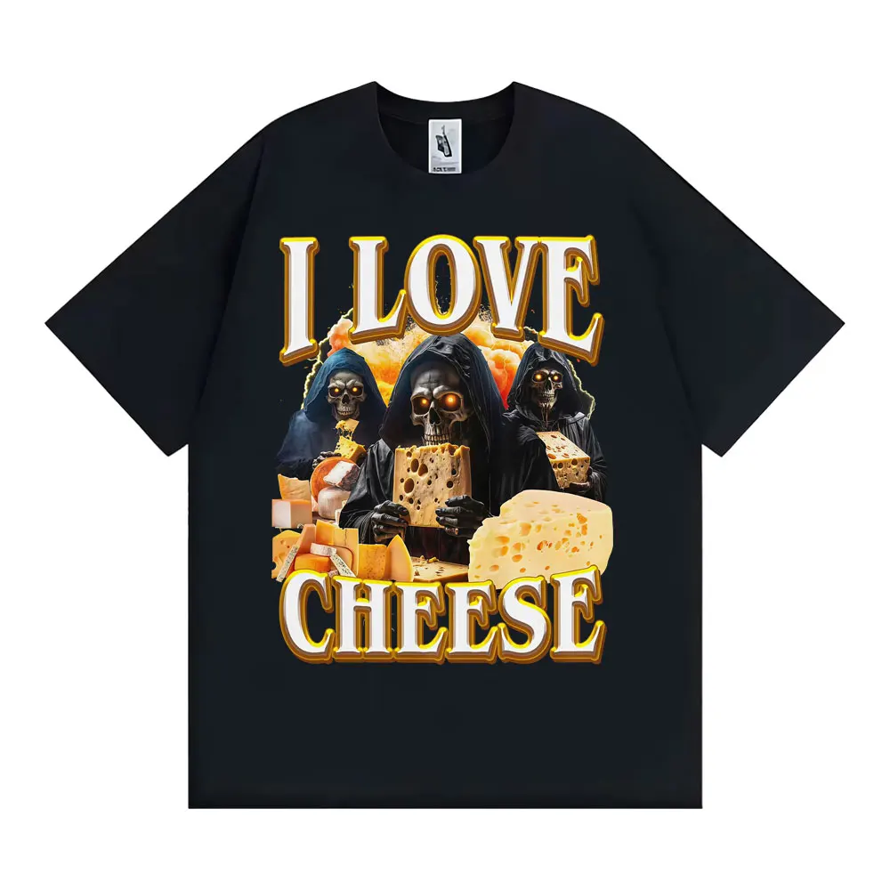 Винтажные футболки со скелетом I Love Cheese Meme, забавные футболки с готическим рисунком, мужские и женские летние повседневные хлопковые футболки высокого качества
Винтажные футболки со скелетом I Love Cheese Meme, забавные футболки с готическим рисунком, мужские и женские летние повседневные хлопковые футболки высокого качества