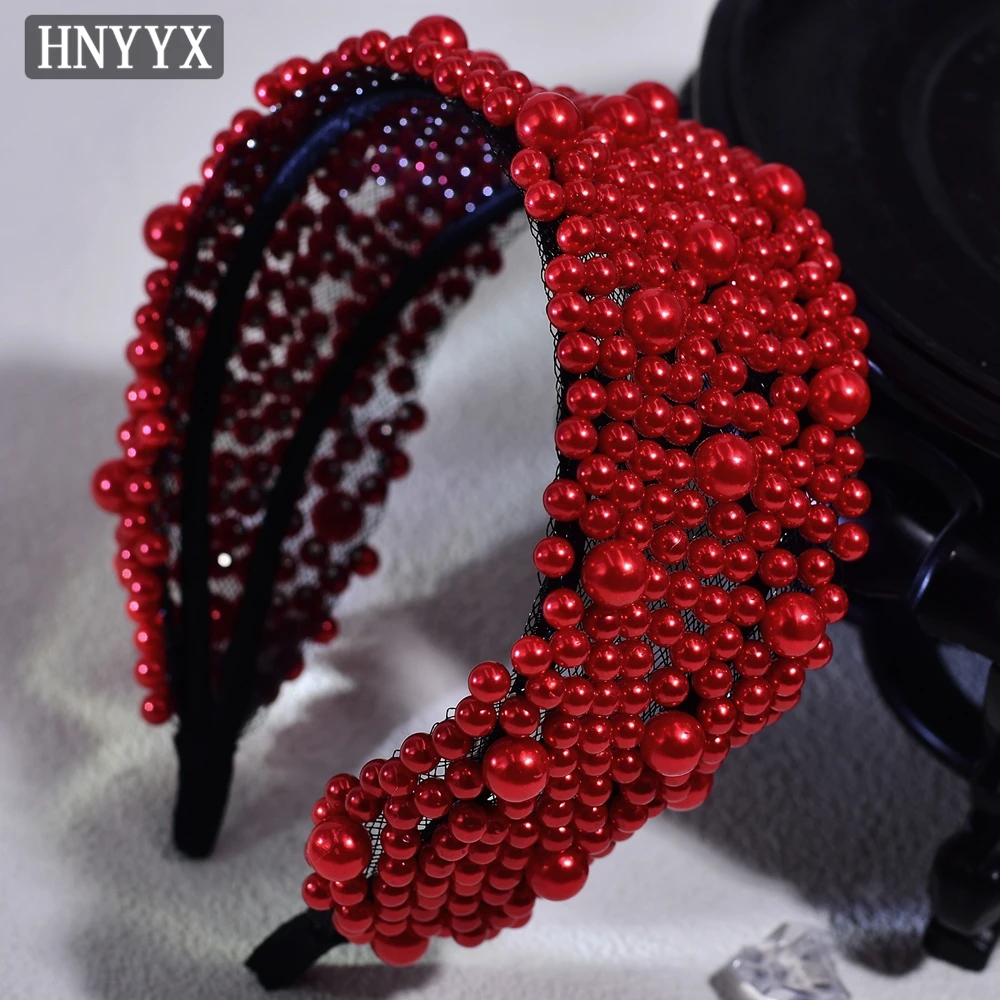 HNYYX Red Color Pearl Bridal Headband Handmade Beaded Hairband Wedding Hair Accessories for Women Banquet Party Headpieces A153
HNYYX Red Color Pearl Bridal Headband Handmade Beaded Hairband Wedding Hair Accessories for Women Banquet Party Headpieces A153