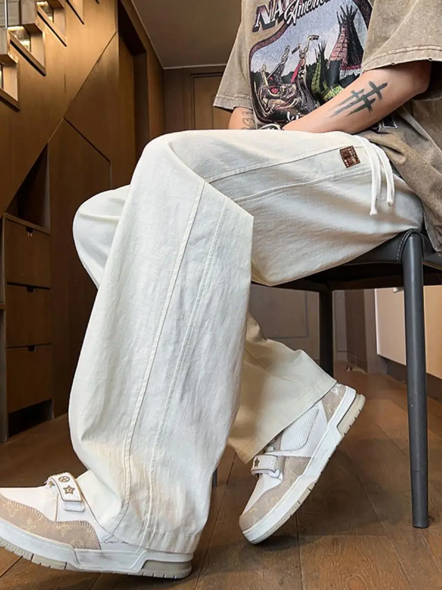 Men's Cotton Linen Loose Wide Leg Pants Summer Thin Breathable Casual Straight Texture Long Trousers Versatile Student Wear
Men's Cotton Linen Loose Wide Leg Pants Summer Thin Breathable Casual Straight Texture Long Trousers Versatile Student Wear