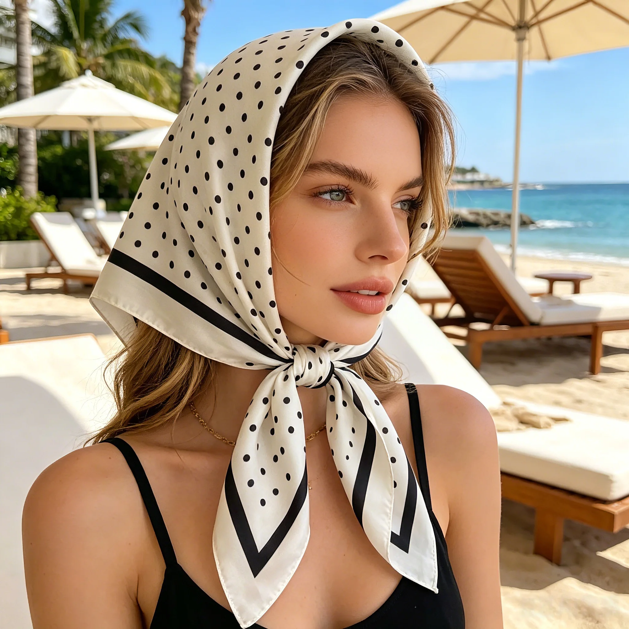 2026 Summer Elegant Women 90cm Twill Silk Square Hair Scarf Dot Print Sunscreen Beach Stoles Hijab Shawl Wraps Bandana Echarpe
2026 Summer Elegant Women 90cm Twill Silk Square Hair Scarf Dot Print Sunscreen Beach Stoles Hijab Shawl Wraps Bandana Echarpe