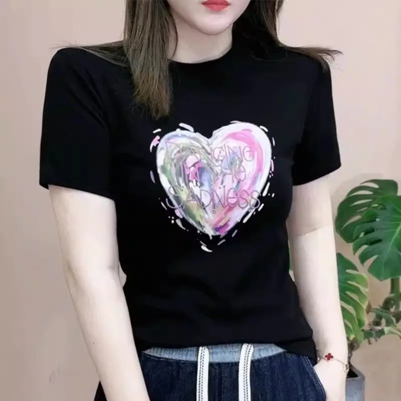 Women's Summer Round Neck Pullover Geometric Shape Letter Printed Short Sleeve T-shirt Fashion Casual Elegant Office Lady Tops
Women's Summer Round Neck Pullover Geometric Shape Letter Printed Short Sleeve T-shirt Fashion Casual Elegant Office Lady Tops