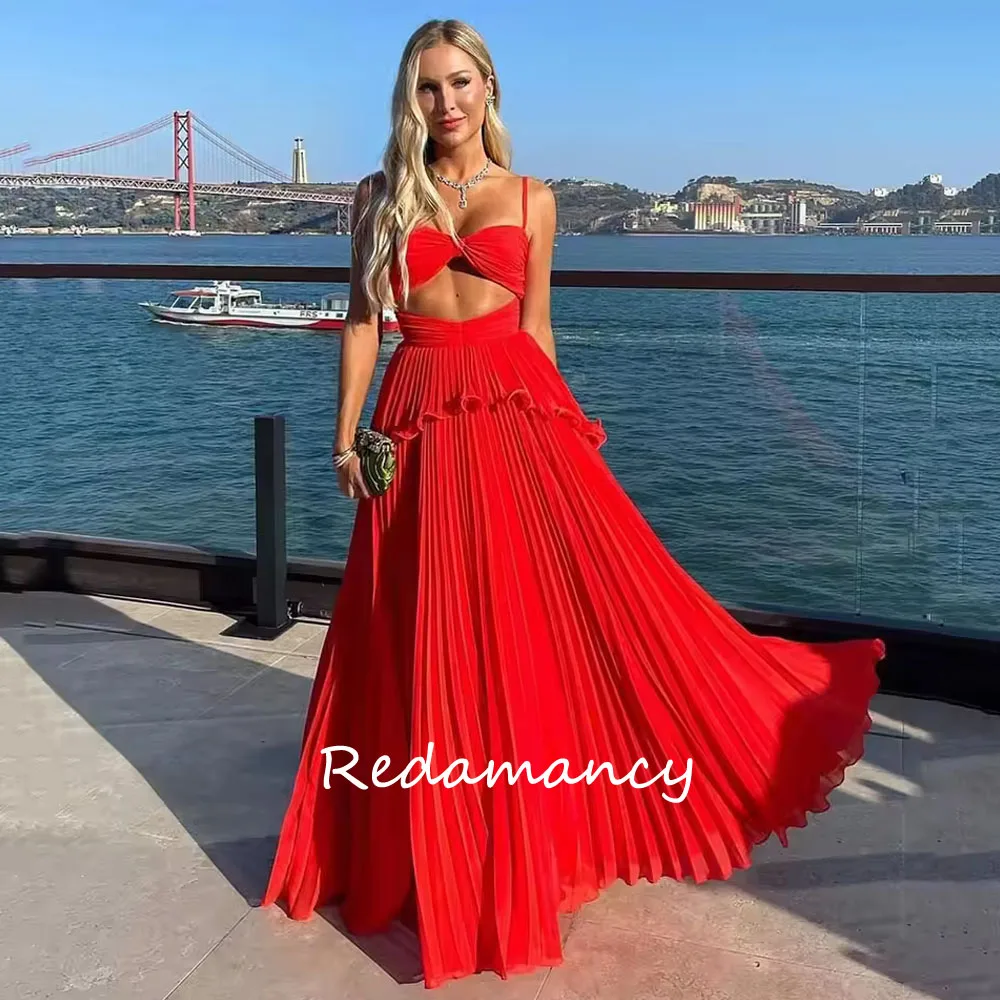 Redamancy Customized Red Chiffon Prom Dresses Spaghetti Strap Saudi Arabic Formal Evening Dress Cut-out Sweetheart Party Dress
Redamancy Customized Red Chiffon Prom Dresses Spaghetti Strap Saudi Arabic Formal Evening Dress Cut-out Sweetheart Party Dress