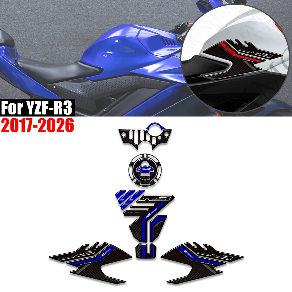 For YZF-R3 YZFR3 YZF R3 2017 - 2026 Motorcycle Tank Pad TankPad Cap Grips Gas Fuel Kit Knee Stickers moto Decals Protection
For YZF-R3 YZFR3 YZF R3 2017 - 2026 Motorcycle Tank Pad TankPad Cap Grips Gas Fuel Kit Knee Stickers moto Decals Protection