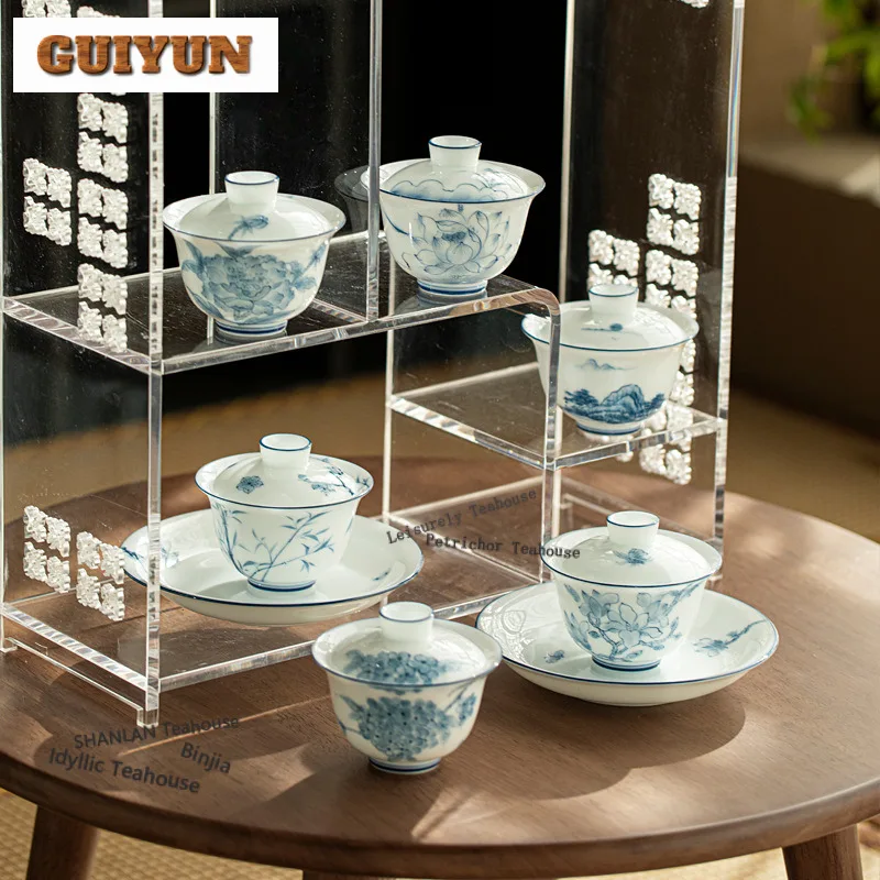 150ml Hand-painted Blue And White Flower Gaiwan Retro Tea Tureen Tea Bowl With Lid Kit Tea Making Cover Bowl Teaware Decoration
150ml Hand-painted Blue And White Flower Gaiwan Retro Tea Tureen Tea Bowl With Lid Kit Tea Making Cover Bowl Teaware Decoration