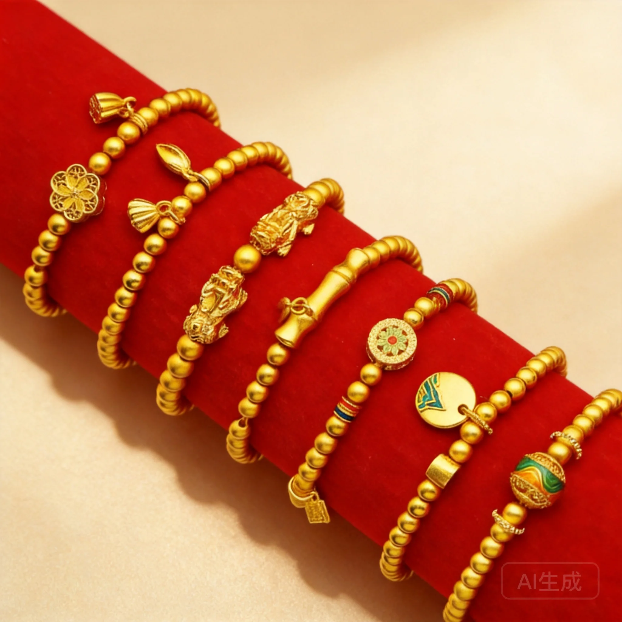 24k Gold Plated Traditional Chinese Style Lucky Wealth Pixiu Bracelet Lotus Seedpod Bamboo Joint Enamel Flower Stretch Beaded
24k Gold Plated Traditional Chinese Style Lucky Wealth Pixiu Bracelet Lotus Seedpod Bamboo Joint Enamel Flower Stretch Beaded
