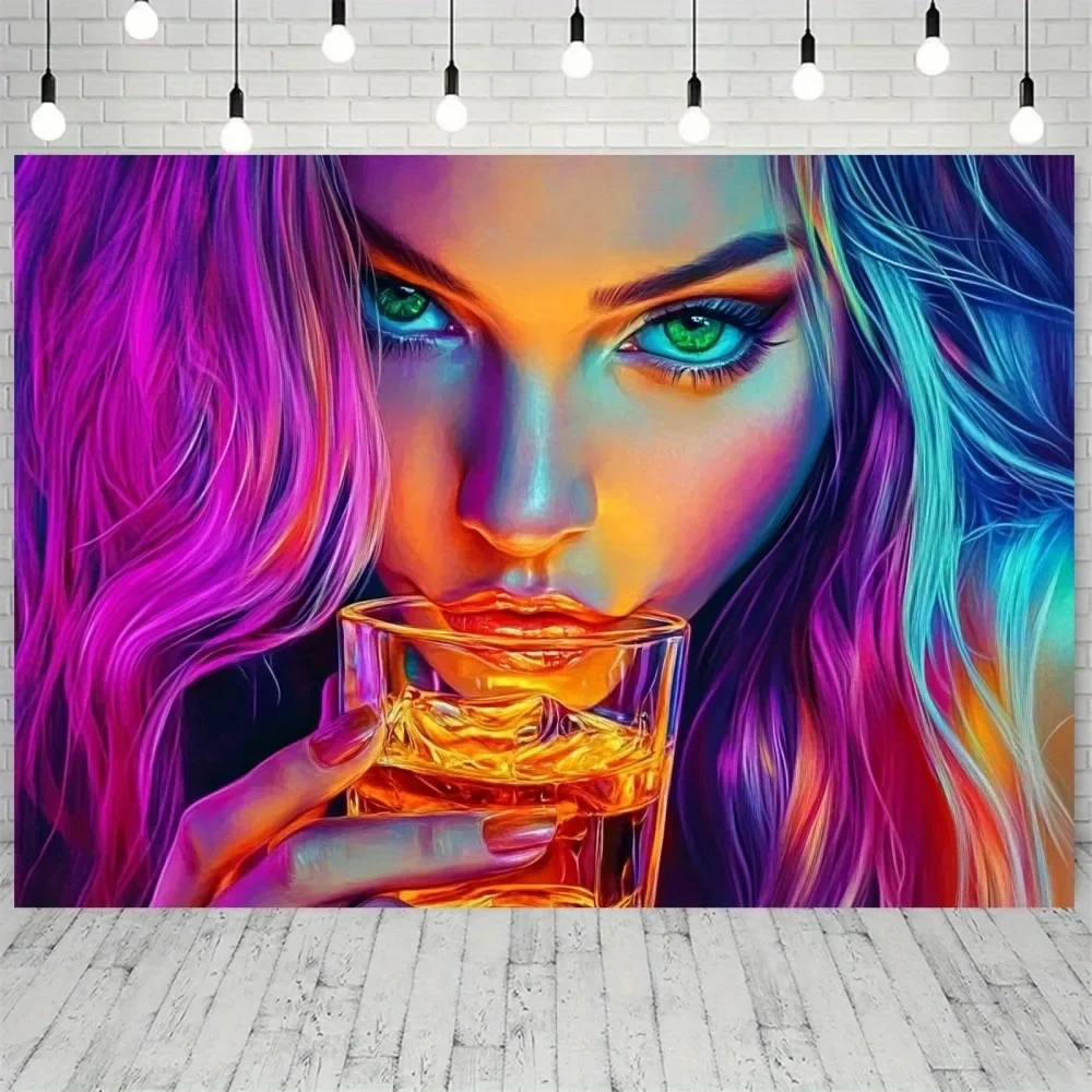 Neon Portrait with Drink Tapestry: Trendy and Color - saturated,UV tapestry wall hanging bedroom home party decoration 
Neon Portrait with Drink Tapestry: Trendy and Color - saturated,UV tapestry wall hanging bedroom home party decoration