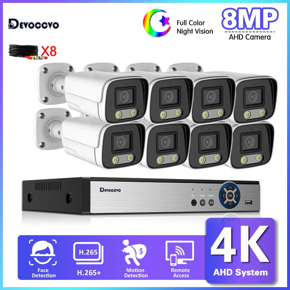 8CH 4K AHD CCTV Camera System Set Full Color Night Vision Camera Security Surveillance System Kit H.265 8 Channel DVR Kit XMEYE
8CH 4K AHD CCTV Camera System Set Full Color Night Vision Camera Security Surveillance System Kit H.265 8 Channel DVR Kit XMEYE