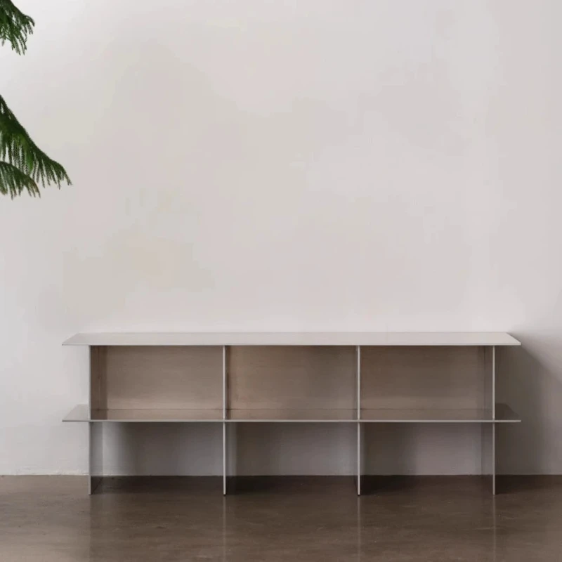 Stainless steel TV cabinet, brushed texture of side cabinet, minimalist industrial style
Stainless steel TV cabinet, brushed texture of side cabinet, minimalist industrial style