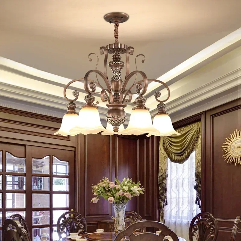 American Chandelier Living Room Main Lamp European Wrought Iron Retro Hall Duplex Dining Room Hanging Light Indoor Chandelier
American Chandelier Living Room Main Lamp European Wrought Iron Retro Hall Duplex Dining Room Hanging Light Indoor Chandelier