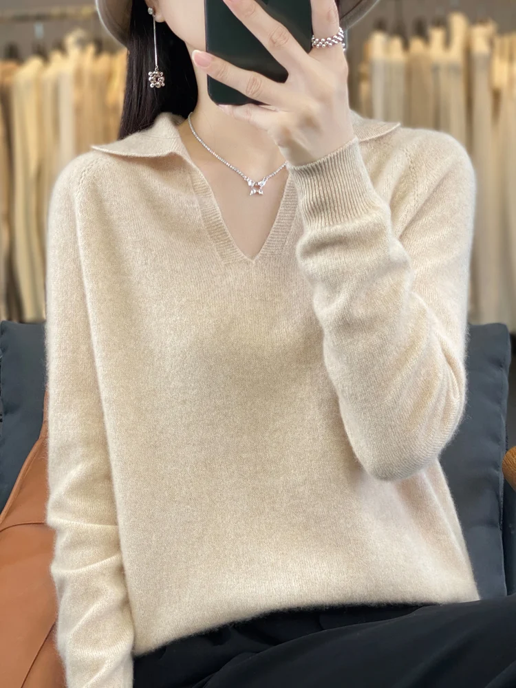 Women's Merino Wool VNeck Sweater,Long Sleeve Pullover,Knit Top,Cardigan,Small Lapel,Fashion,New Outerwear,100%Wool, Fall Winter
Women's Merino Wool VNeck Sweater,Long Sleeve Pullover,Knit Top,Cardigan,Small Lapel,Fashion,New Outerwear,100%Wool, Fall Winter