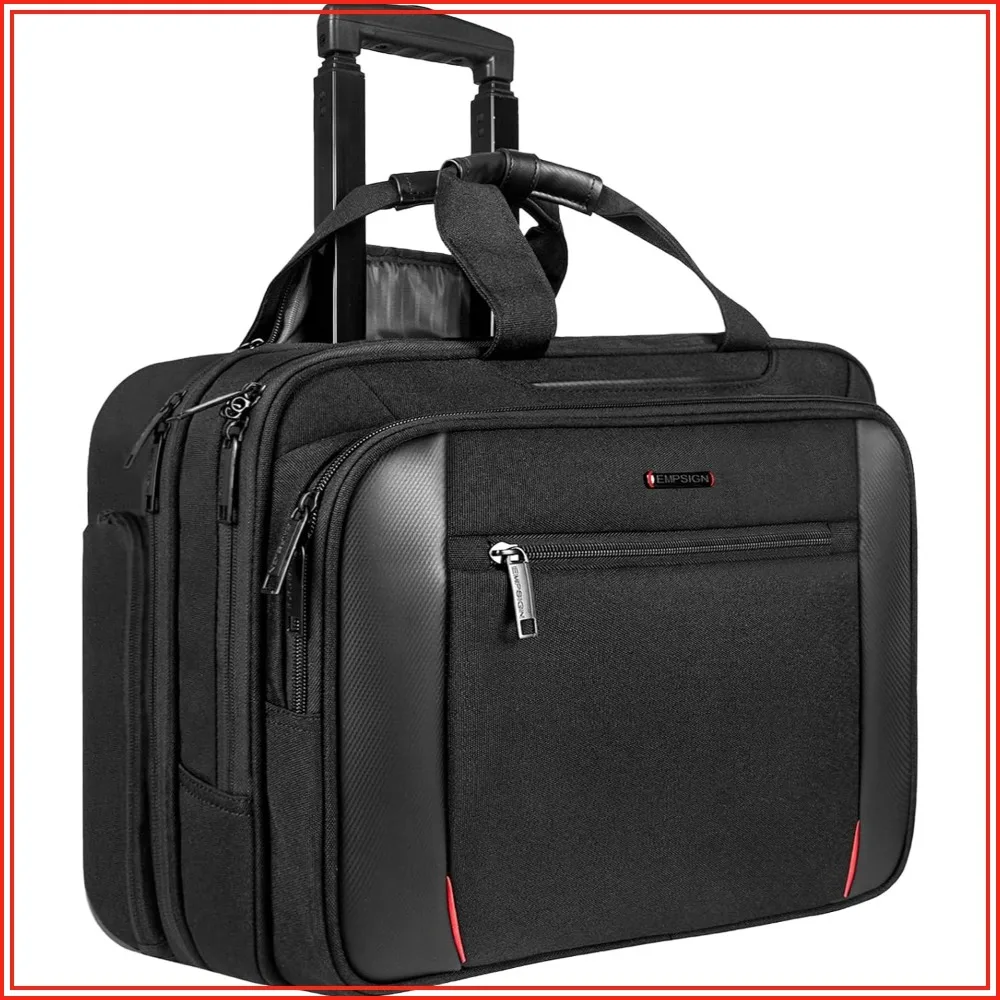 17.3 Inch Rolling Laptop Bag, Heavy-Duty Waterproof Computer Bag with Wheels, Carry-on Briefcase RFID Blocking Pocket, Travel Work Business Bag for Women Men - Black
17.3 Inch Rolling Laptop Bag, Heavy-Duty Waterproof Computer Bag with Wheels, Carry-on Briefcase RFID Blocking Pocket, Travel Work Business Bag for Women Men - Black
