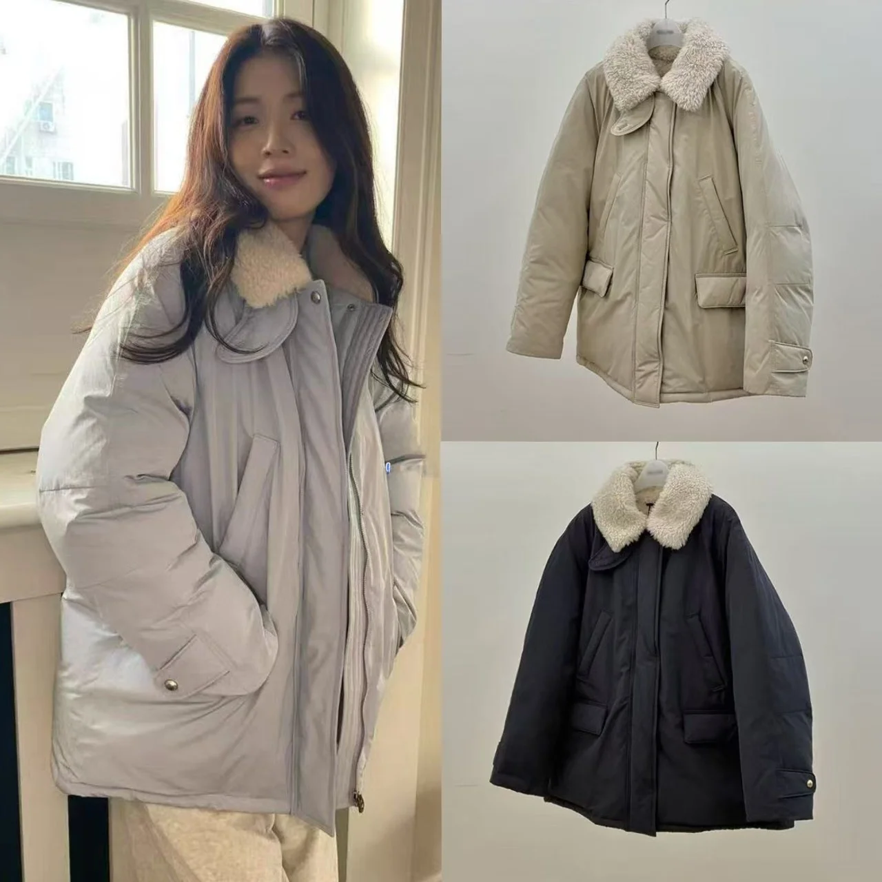 Erume Winter New Lamb Fur Collar 90 down Warm Coat Women's Outerwear Korean Sle Straight Cut Nylon Fabric Long Sve Zipper
Erume Winter New Lamb Fur Collar 90 down Warm Coat Women's Outerwear Korean Sle Straight Cut Nylon Fabric Long Sve Zipper