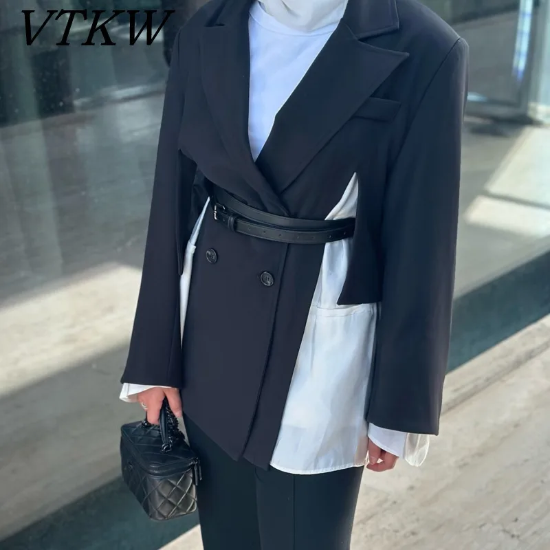 VTKW Splicing Design, Waist Belt, High Quality, 2025 Spring New Women's Blazer Versatile And Slimming Suit Jacket
VTKW Splicing Design, Waist Belt, High Quality, 2025 Spring New Women's Blazer Versatile And Slimming Suit Jacket