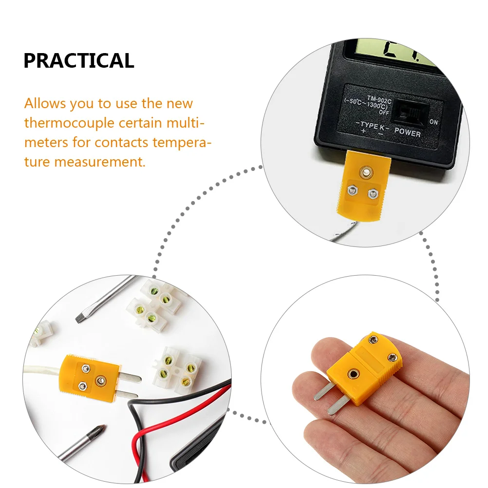 5 Sets K Type Thermocouple Plug Socket Adapter Yellow Plastic Connectors for Multimeters Temperature Measurement RTD Circuits
5 Sets K Type Thermocouple Plug Socket Adapter Yellow Plastic Connectors for Multimeters Temperature Measurement RTD Circuits