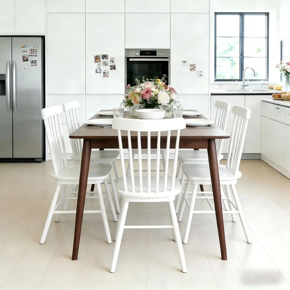 Set of 8 Solid Wood Spindle Back Dining Chairs, Suitable for Kitchen, Dining Room, Restaurant, White
Set of 8 Solid Wood Spindle Back Dining Chairs, Suitable for Kitchen, Dining Room, Restaurant, White