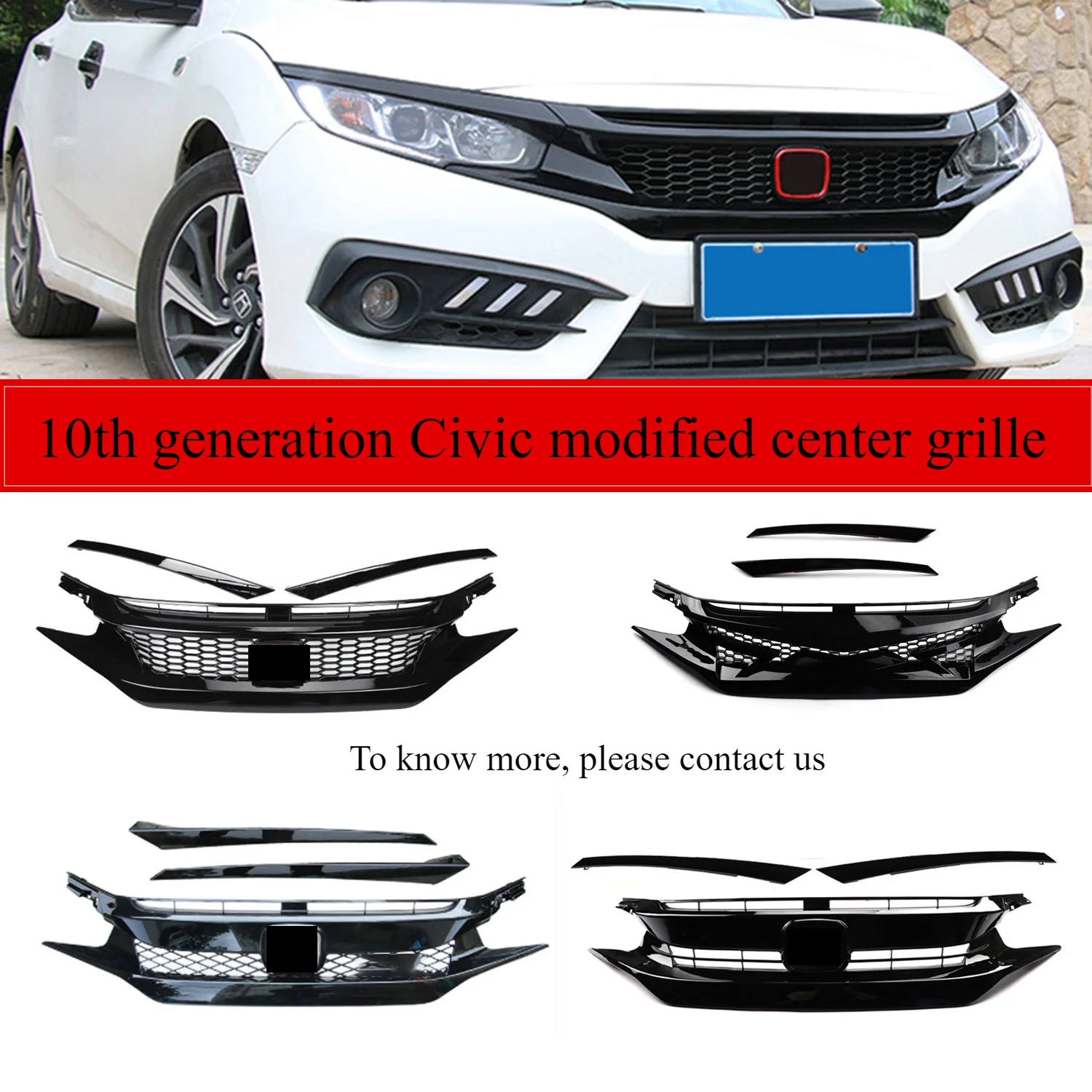 Внешняя решетка радиатора для Honda 10-го поколения Civic, модифицированная для новой ветрозащитной решетки Civic, модификация логотипа передней решетки радиатора
Внешняя решетка радиатора для Honda 10-го поколения Civic, модифицированная для новой ветрозащитной решетки Civic, модификация логотипа передней решетки радиатора